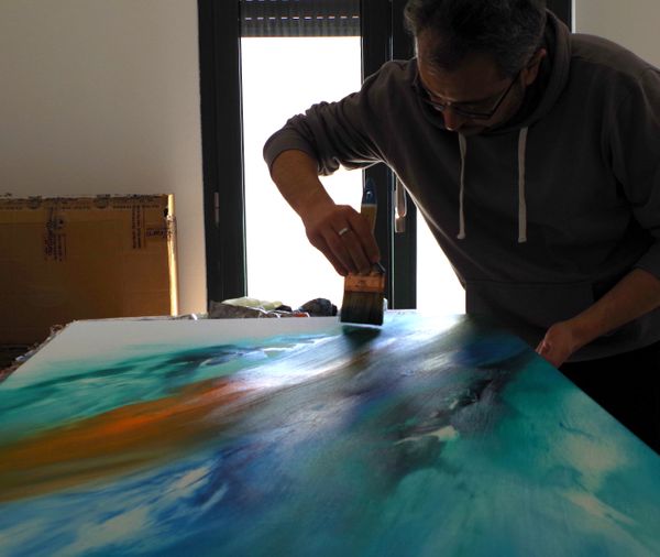 Artist Davide De Palma in studio