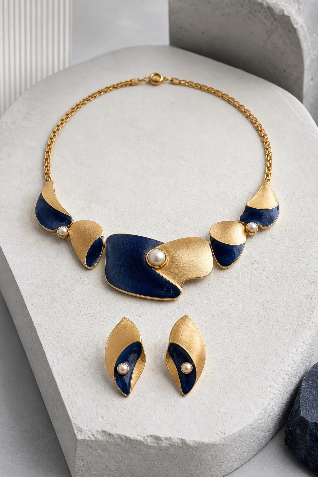 Artist-made jewellery photographed with close material detail