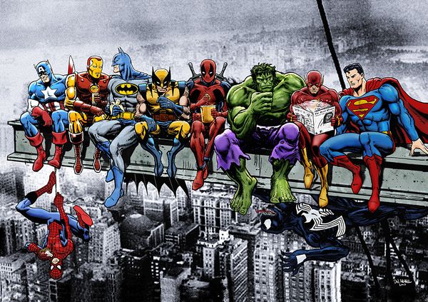 Breakfast Of Champions: Marvel & DC Superheroes Lunch Atop A Skyscraper