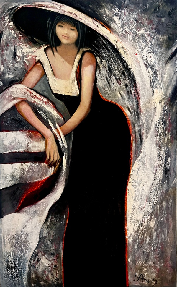Arched Woman Figure Grey Tone