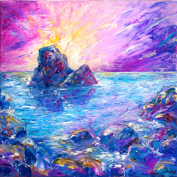 Sunrise Over Mediterranean Rocks