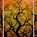 Triptych Silhouettes Of Trees