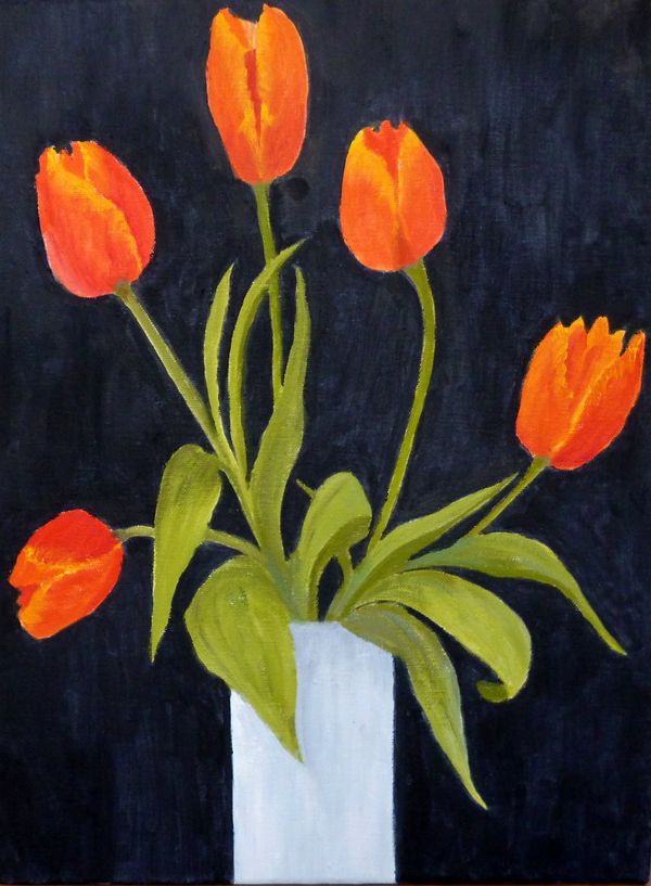 Tulips in a White Vase    SOLD
