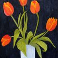 Tulips in a White Vase    SOLD