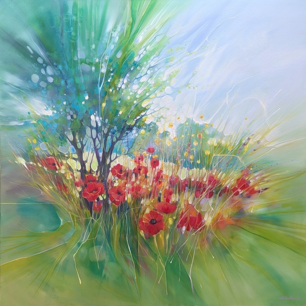 Midsummer Jubilance, Poppies in a Meadow Painting