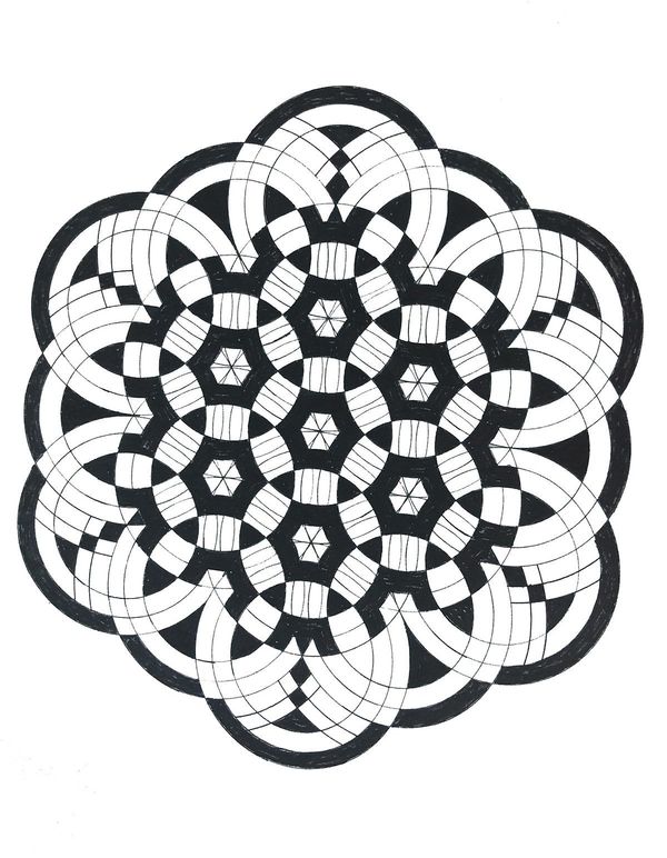 Hexagon Cube Hand-Drawing