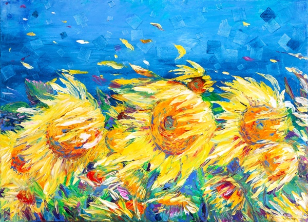 Sunflowers In The Wind
