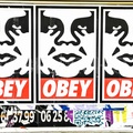 OBEY Triptych, Shepard Fairey Street Art, Andre the Giant Icons, Urban Propaganda posters, OBEY Graphic Art, Street Art Series, Triplicate Andre, Monochromatic Street Print, Iconic OBEY Wall Decor, OBEY Triple Threat.