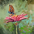 Pink Flower with Butterfly