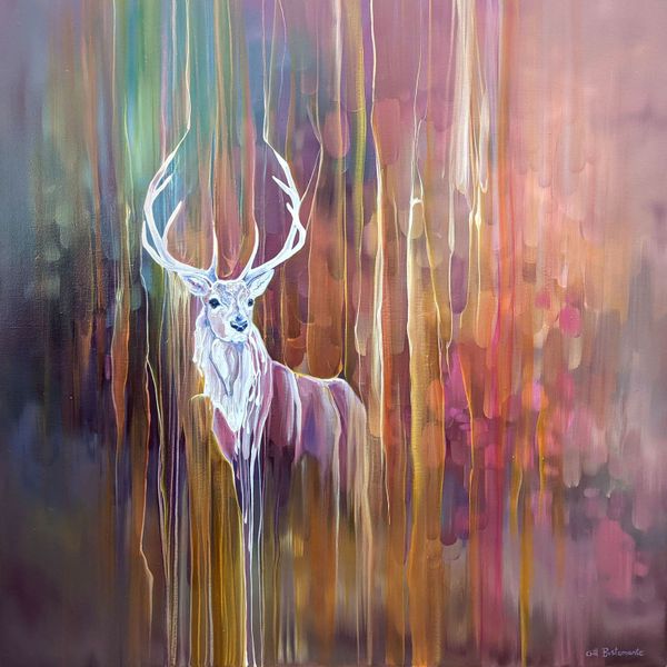 Stag, semi abstract stag painting