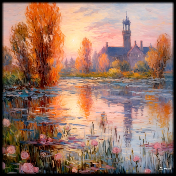 French Landscape Painting RJ0212 in Impressionism style of Claude Monet