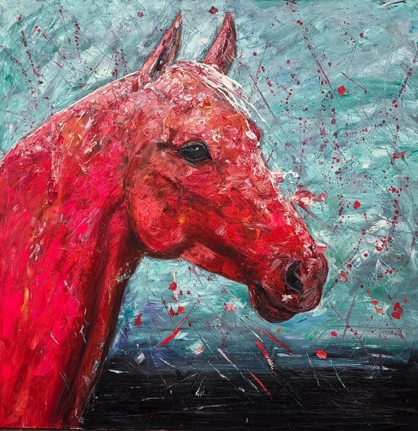 Horse sun. Modern art. Аnimalistics