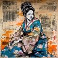 Japanese Maiko RJ0041 Geiko Geisha Portrait Typography