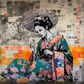 Japanese Maiko RJ0042 Geiko Geisha Portrait Typography