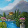 View of Villa Monastero from Villa Cipressi, Lake Como, Italy