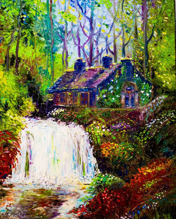 House by the Forest Waterfall