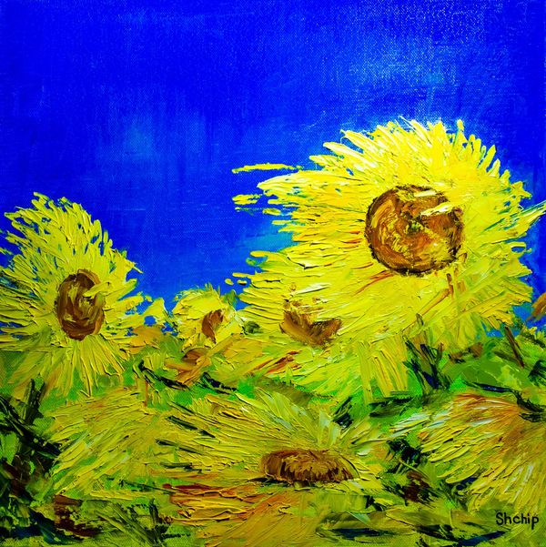 Sunflowers Under the Blue Sky