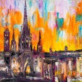Barcelona Cathedral In The Orange Dawn