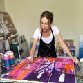 Artist Evgeniya Zolotareva at studio, working