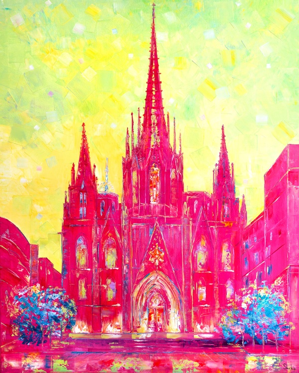 Barcelona Cathedral in Pink Shades