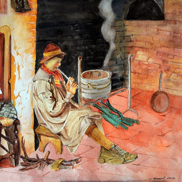 A Boy Blowing Pipe