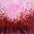 Red Vibe - Extra large original floral landscape