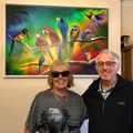 Mr & Mrs Coomber of Cardiff with 'Tropical Birds'. Acrylic 120x80cm. 