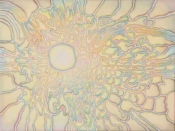 “Solar Event” abstract oil painting