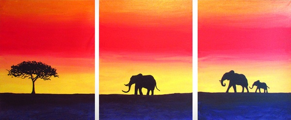 The Elephants Day out triptych