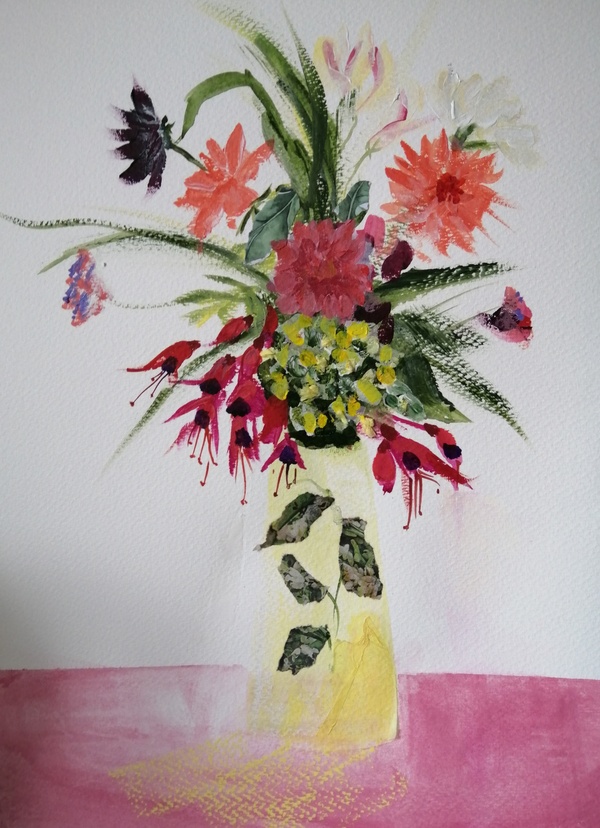 Flowers in Yellow Vase