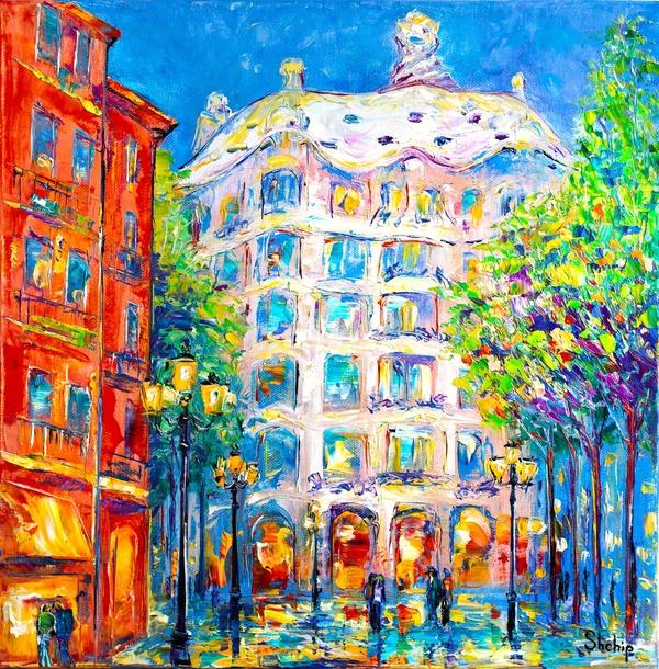 Casa Milà In Barcelona Evening