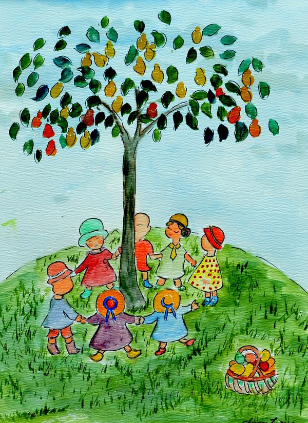 Children Playing Around The Tree