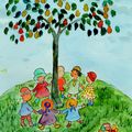 Children Playing Around The Tree