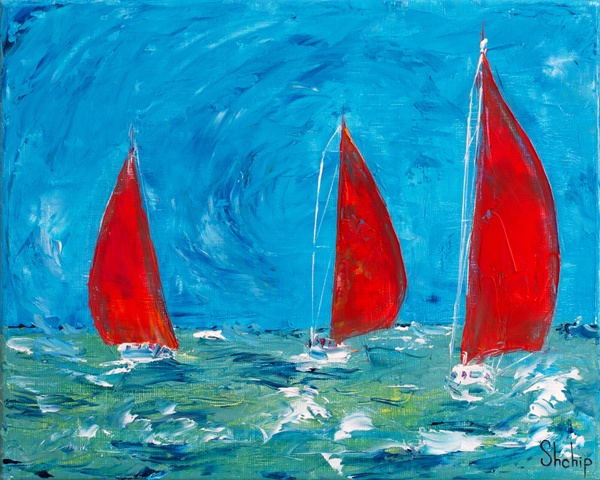 Red Sails on the Water