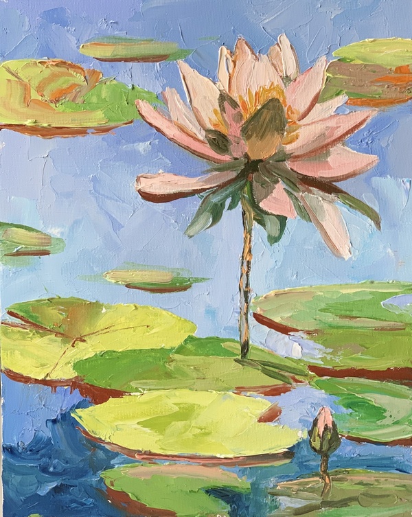 Lily Pond Landscape. Water Lilies Pad