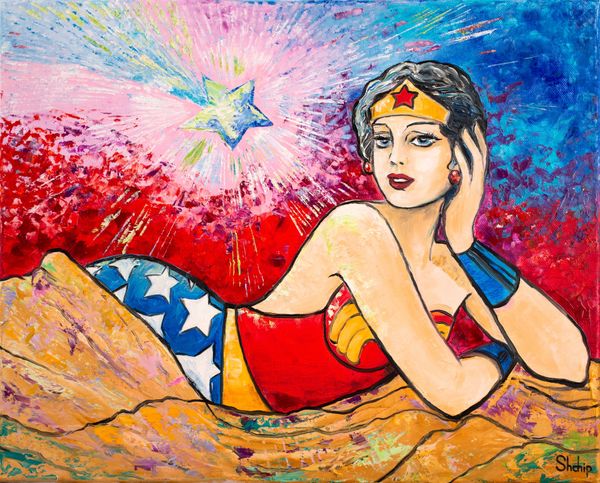 Wonder Woman Lying Under Star