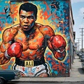Boxing Legend Street Art Wall Art, Urban Fighter Graffiti Wall Décor, Boxing Champion Wall Art Print, Powerful Athlete Wall Décor, Graffiti Sports Wall Art, Urban Boxing Wall Décor, Street Art Fighter Wall Print, Modern Sports Wall Art