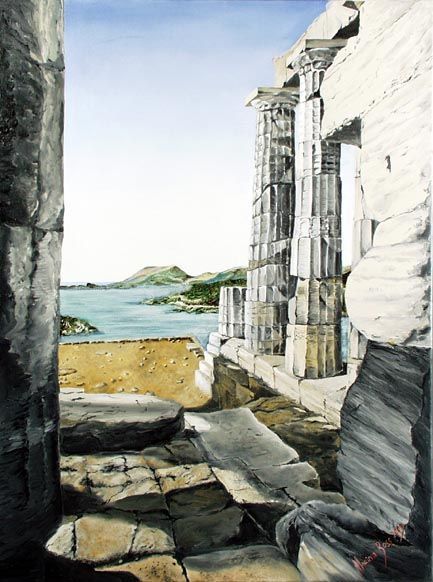 Ruins of the Temple of Poseidon at Cape Sounyon, Attica, Greece
