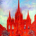 Barcelona Cathedral in Red
