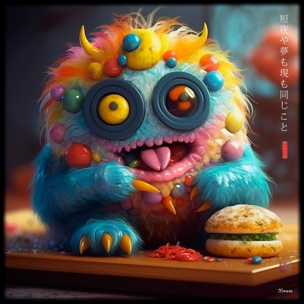 Fluffy Monster Eating Sushi RJ0025
