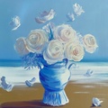 Blue Roses On The Beach