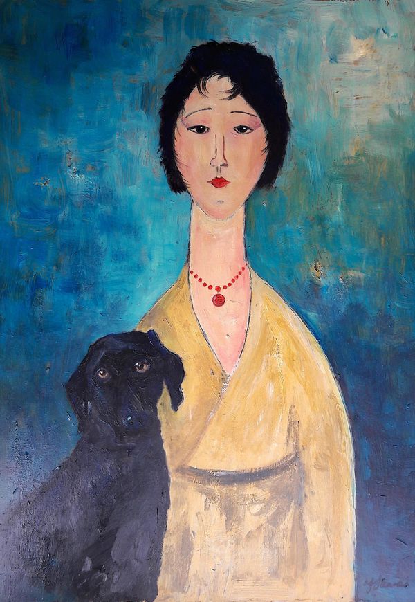 Woman Black Labrador Dog