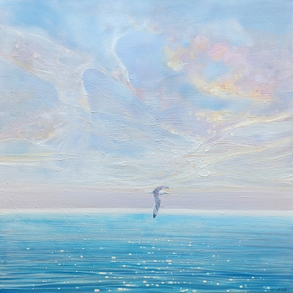 The Guardian, a pale seascape with lone seagull