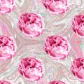 Pink peonies with marbling patterns