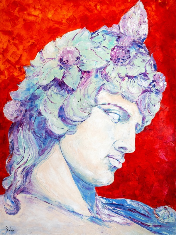 Noble Dionysus on a Red Background