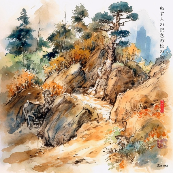 Japanese Pine RJ0099 Landscape Watercolor