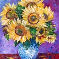 Sunflowers In a Blue Vase