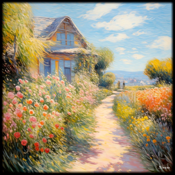 French Landscape Painting RJ0216 in Impressionism style of Claude Monet