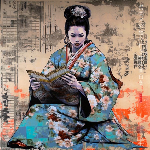 Japanese Maiko RJ0046 Geiko Geisha Portrait Typography