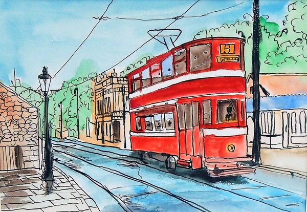 Red tram.